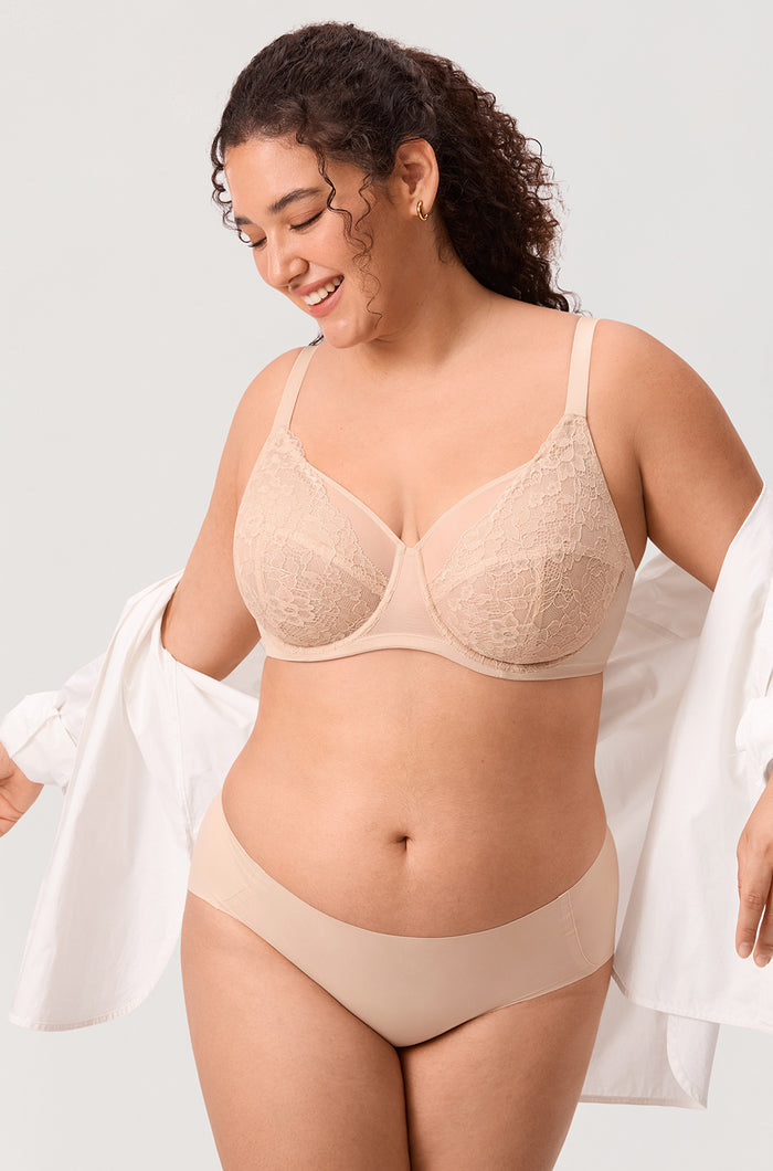 Full Coverage Sheer Mesh Lace Bra
