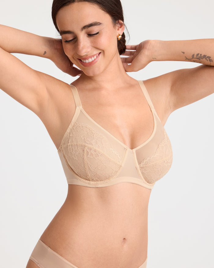 Full Coverage Underwire Mesh Lace Bra