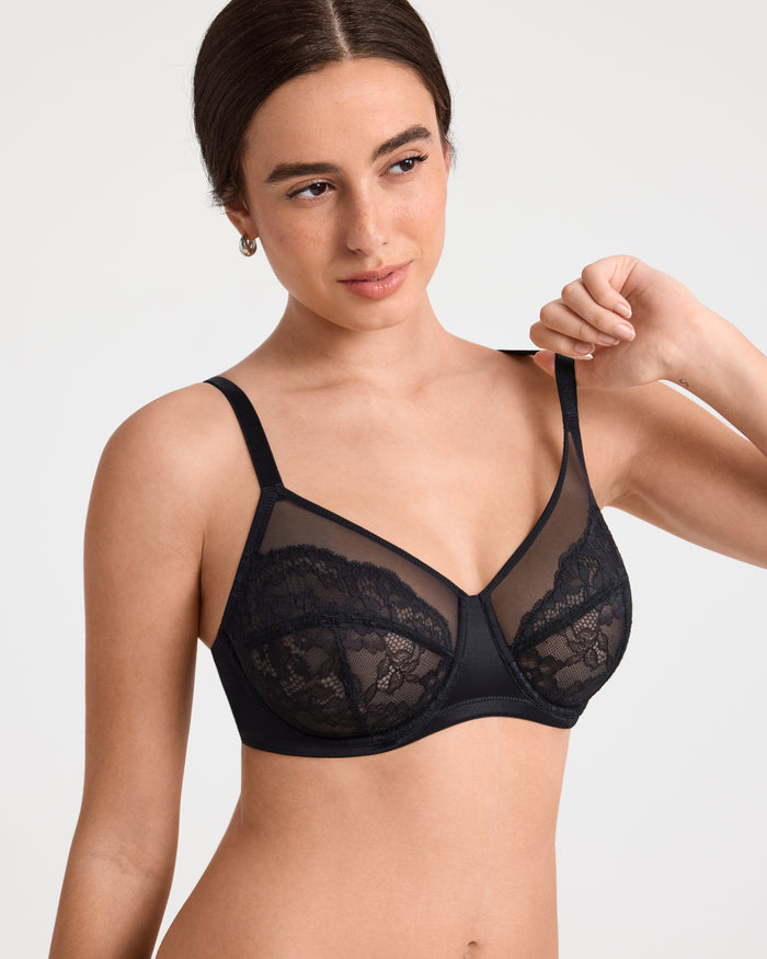 Full Coverage Underwire Mesh Lace Bra