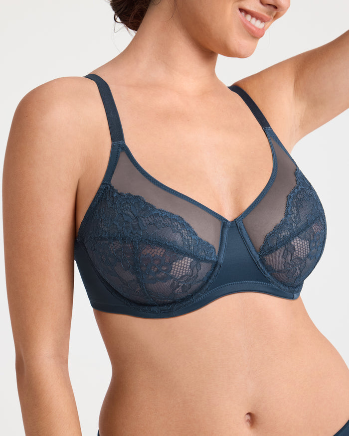 Full Coverage Underwire Mesh Lace Bra