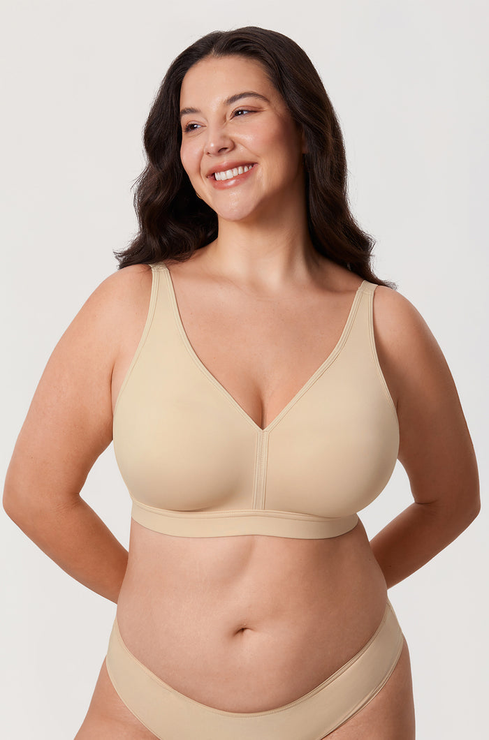 Women's Full Coverage Wireless Unlined Bra Gravel Beige