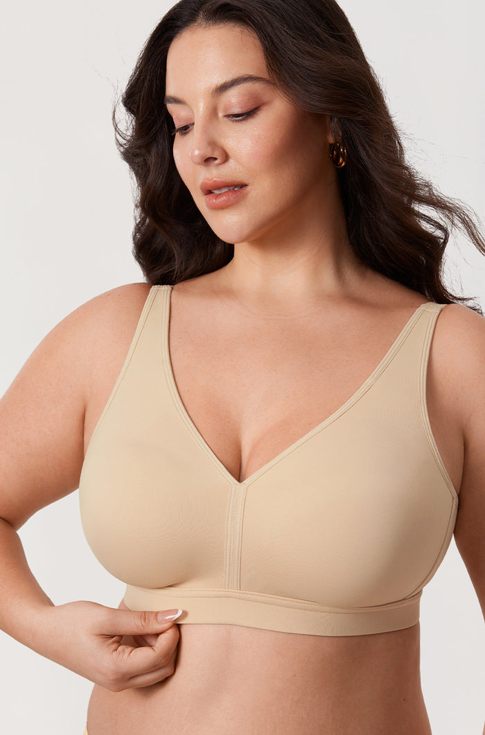 Women's Full Coverage Wireless Unlined Bra Gravel Beige