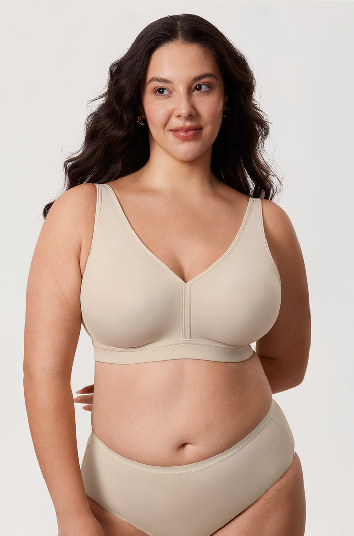 Women's Full Coverage Wireless Unlined Bra Gravel Beige
