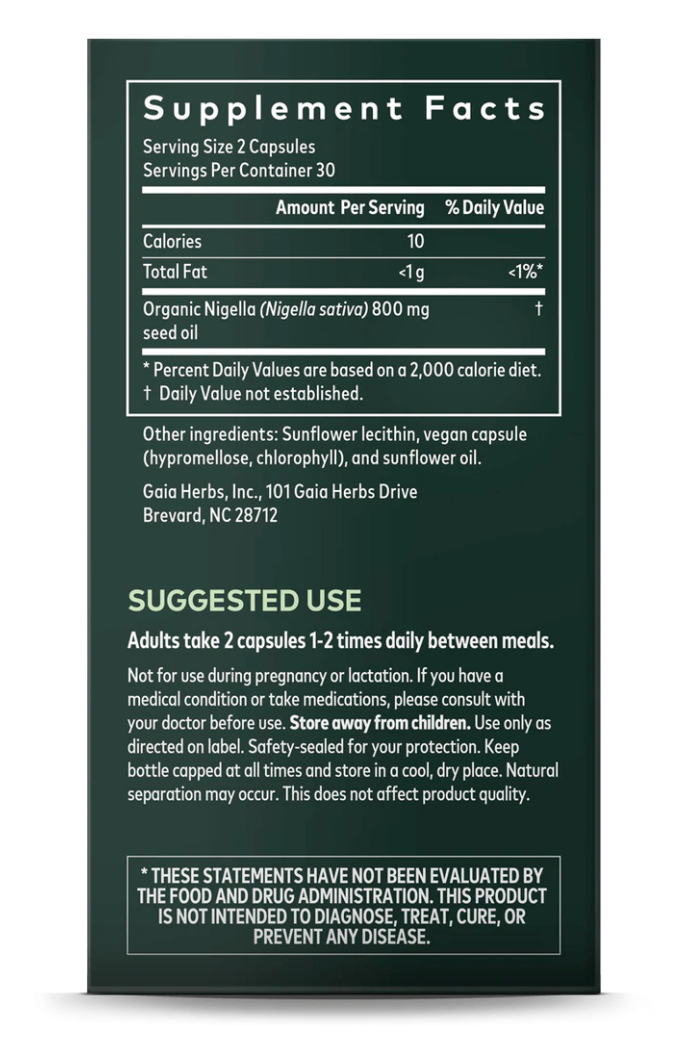 Gaia Herbs Black Seed Oil Capsules 2