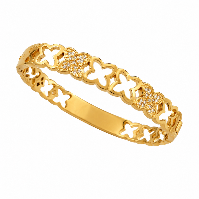 Gold Plated Floral Cut-Out Kada for Women