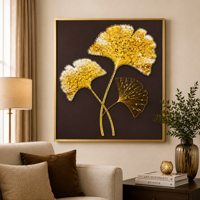 Golden Gingko Leaves Framed Canvas Painting For Home D̩cor