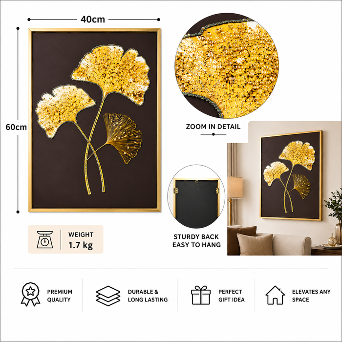 Golden Gingko Leaves Framed Canvas Painting For Home D̩cor