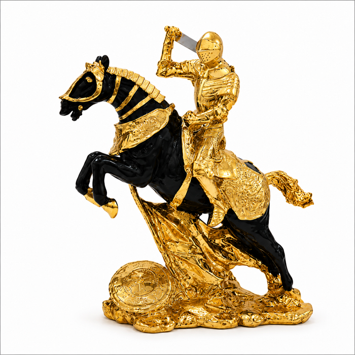 Golden warrior on horseback showpiece