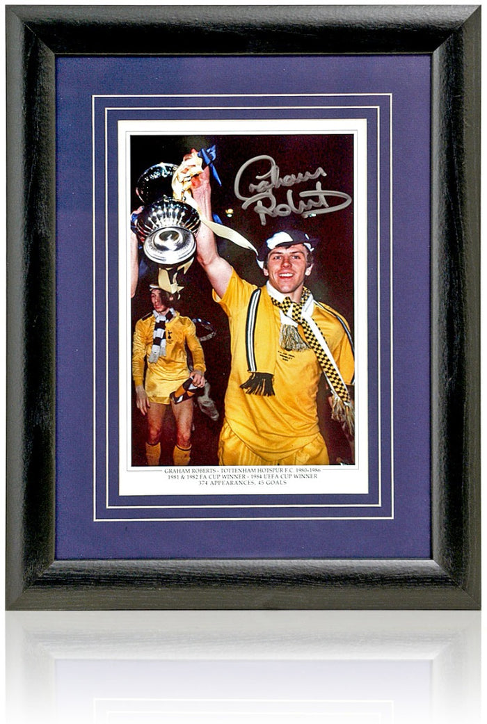 Graham Roberts Tottenham Hotspur Legend Hand Signed Photograph 15x19" Framed