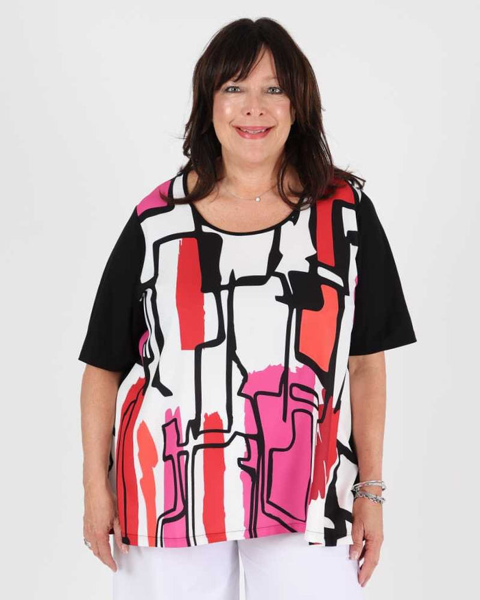 Graphic Red Tunic Niagara - G!Ozé