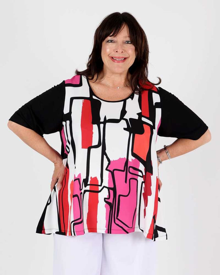 Graphic Red Tunic Niagara - G!Ozé