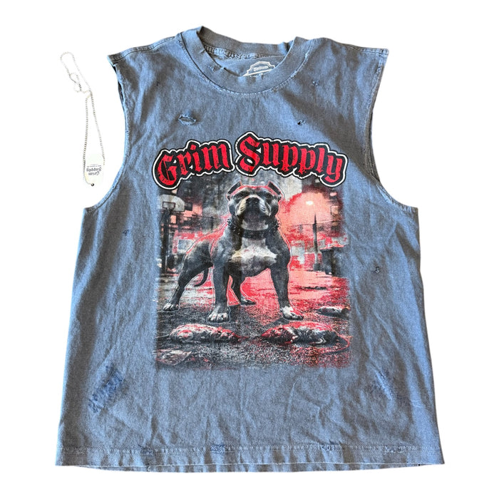 Grim Supply Pitbull Muscle Tee ‘Blue’