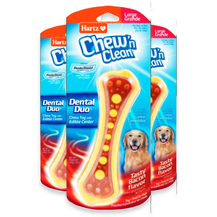 Hartz Chew 'n Clean Dental Dog Toy - Large - 3 Pack - OPEN BOX