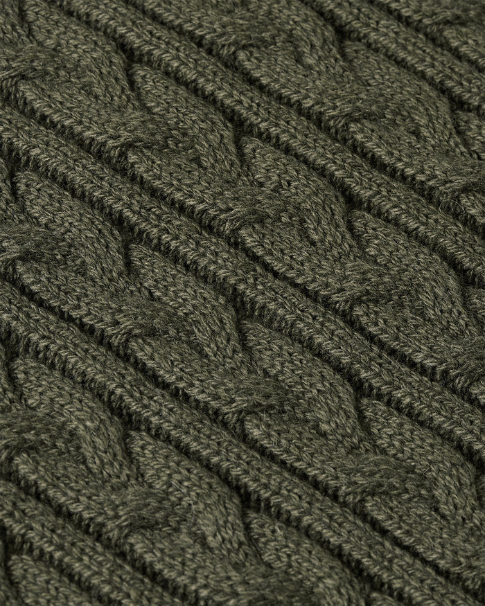 Heavy Seawool Cable Crewneck Dark Olive