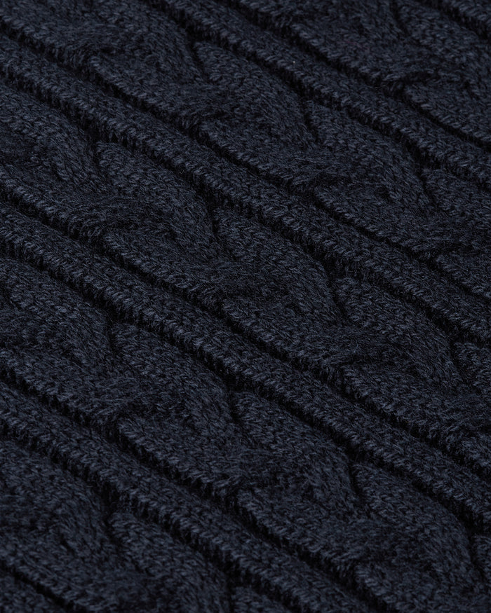 Heavy Seawool Cable Crewneck Navy