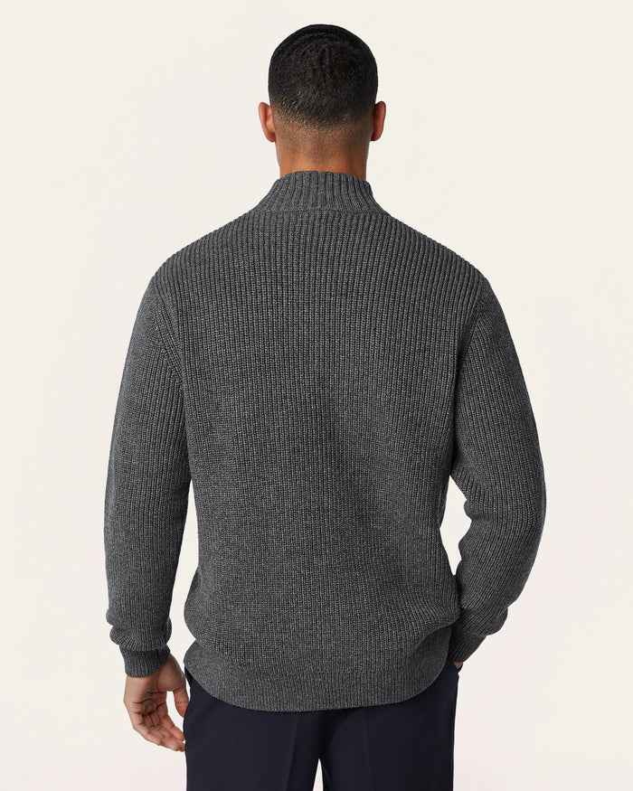 Heavy Seawool Full Zip Cardigan Dark Grey