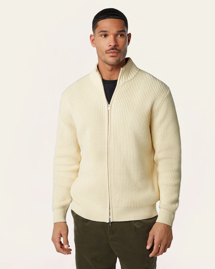 Heavy Seawool Full Zip Cardigan Off White