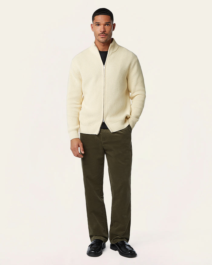 Heavy Seawool Full Zip Cardigan Off White