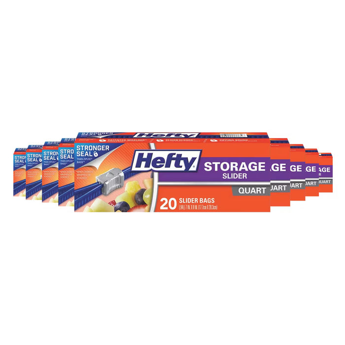 Hefty Slider Kitchen Storage Bags Quart Size – 20 Count – 9 Pack