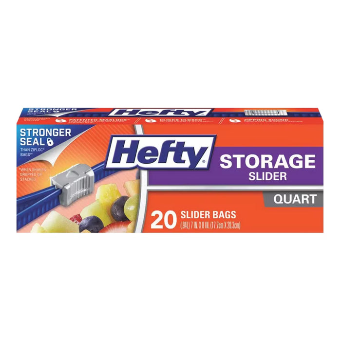 Hefty Slider Kitchen Storage Bags Quart Size – 20 Count – 9 Pack