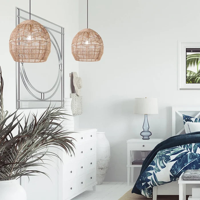 Hemp Cage Hanging Pendant Light 15.5"