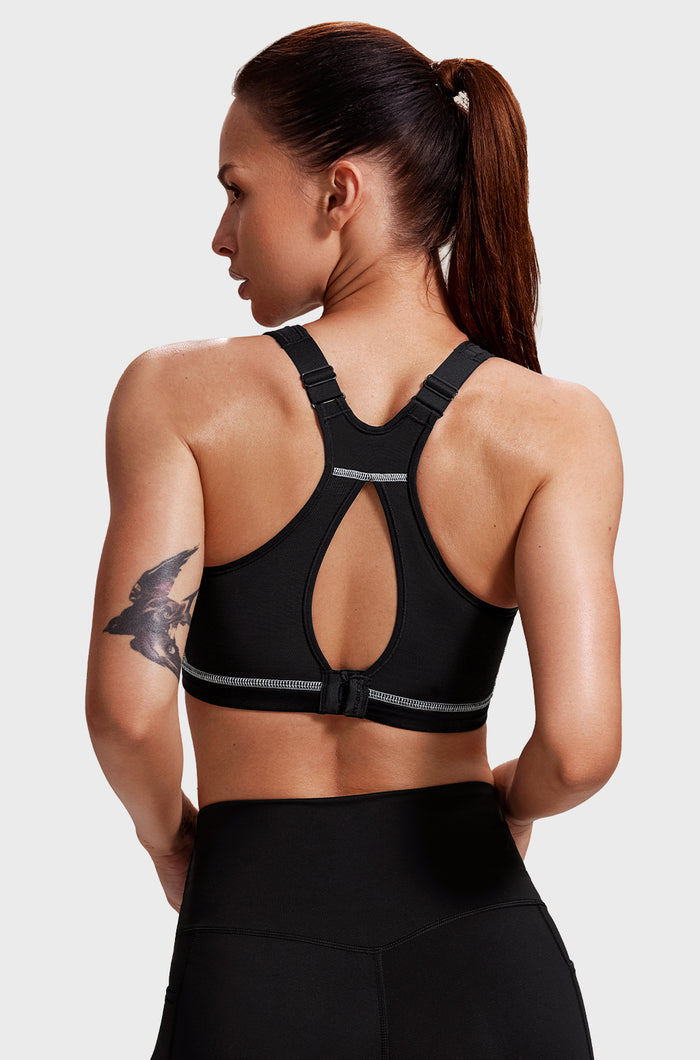 Women's High Neck Racerback Sports Bra Black