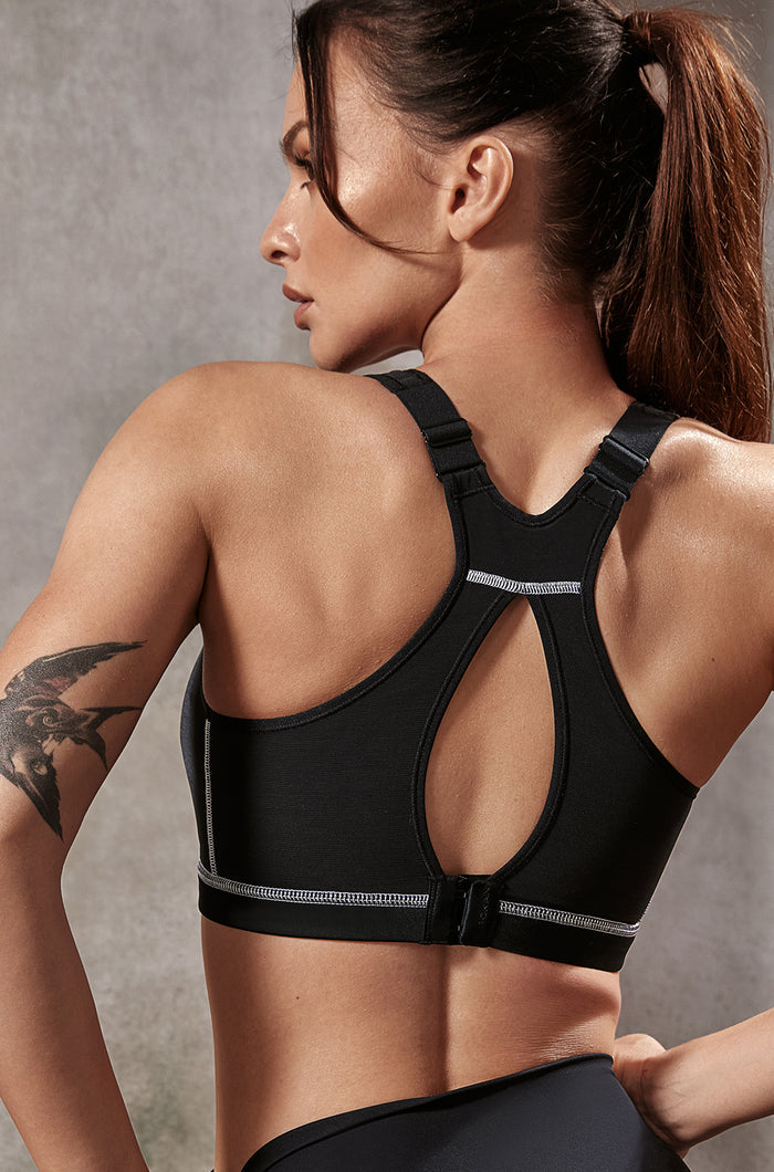 Women's High Neck Racerback Sports Bra Black