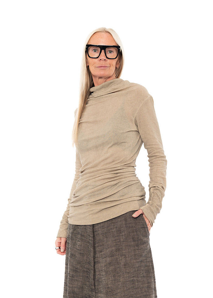 HIGH-NECK RIB JERSEY T-SHIRT
