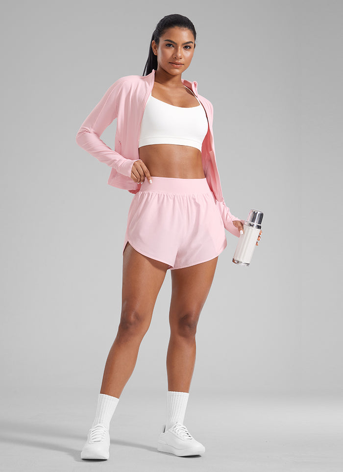 High Waisted Dolphin Shorts with Zipper Pockets Liner 3''