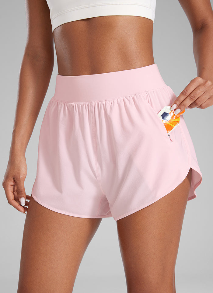 High Waisted Dolphin Shorts with Zipper Pockets Liner 3''