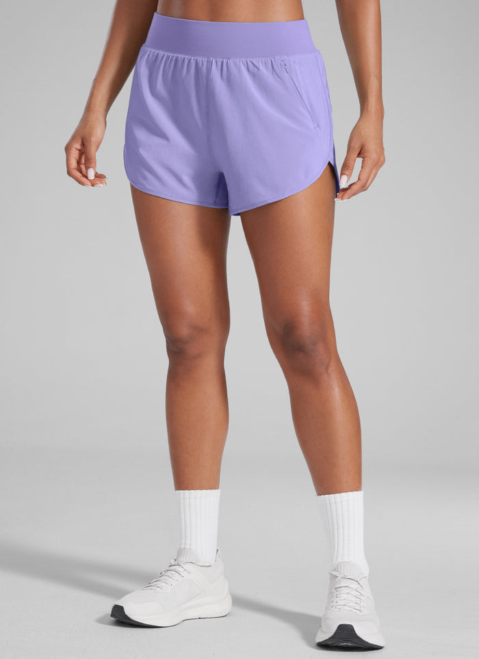 High Waisted Dolphin Shorts with Zipper Pockets Liner 3''