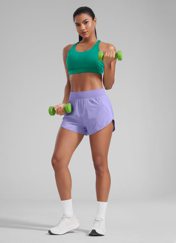 High Waisted Dolphin Shorts with Zipper Pockets Liner 3''