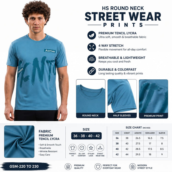HS Round Neck Street Wear Printed T-Shirt for Men - ANS Billion