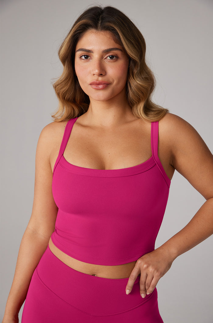 Women's Hugcurve Adjustable Longline Workout Bra Rose Magenta