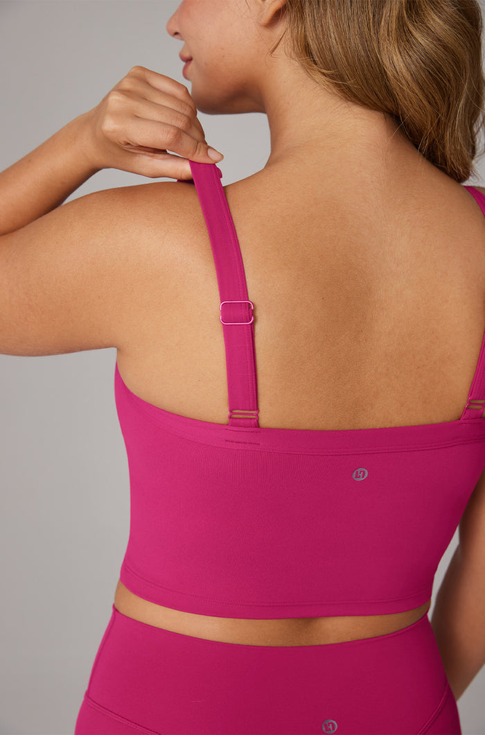 Women's Hugcurve Adjustable Longline Workout Bra Rose Magenta