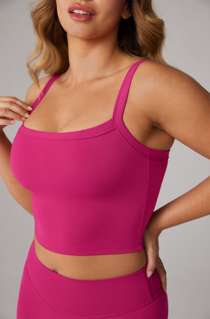 Women's Hugcurve Adjustable Longline Workout Bra Rose Magenta