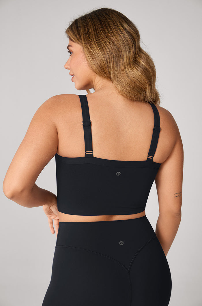 Women's Hugcurve Adjustable Longline Workout Bra Black