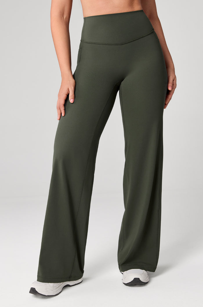 Hugcurve No Front Seam Wide Leg Yoga Pants with Pockets 31''
