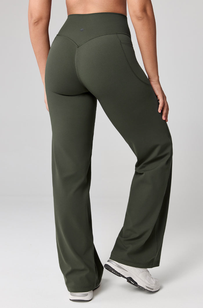 Hugcurve No Front Seam Wide Leg Yoga Pants with Pockets 31''