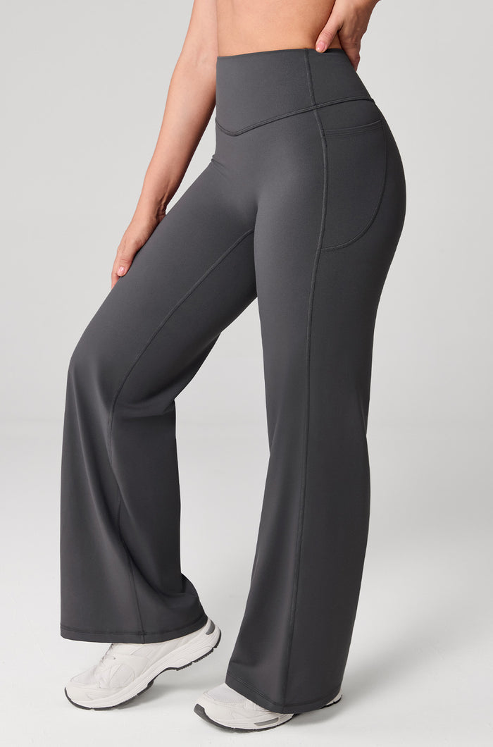 Hugcurve No Front Seam Wide Leg Yoga Pants with Pockets 31''
