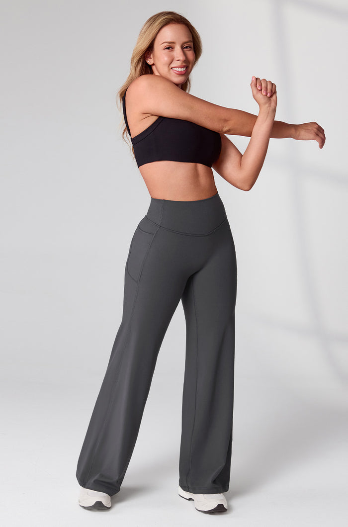 Hugcurve No Front Seam Wide Leg Yoga Pants with Pockets 31''