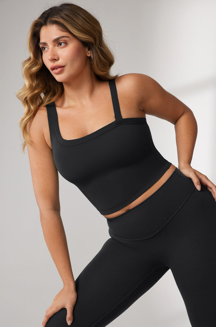 Women's Hugcurve One Shoulder Longline Sports Bra - Detachable Shoulder Strap Black