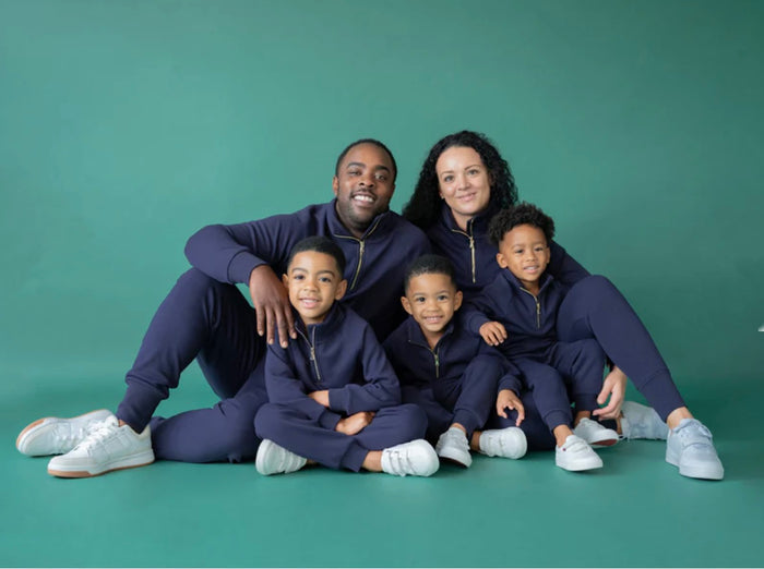 Adults Navy Ribbed Fleece lined set