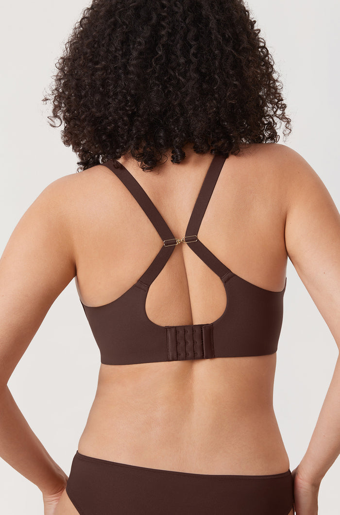 Women's Convertible X-Back Front Closure Bra - Underwire/Unlined/Racerback Hazelnut