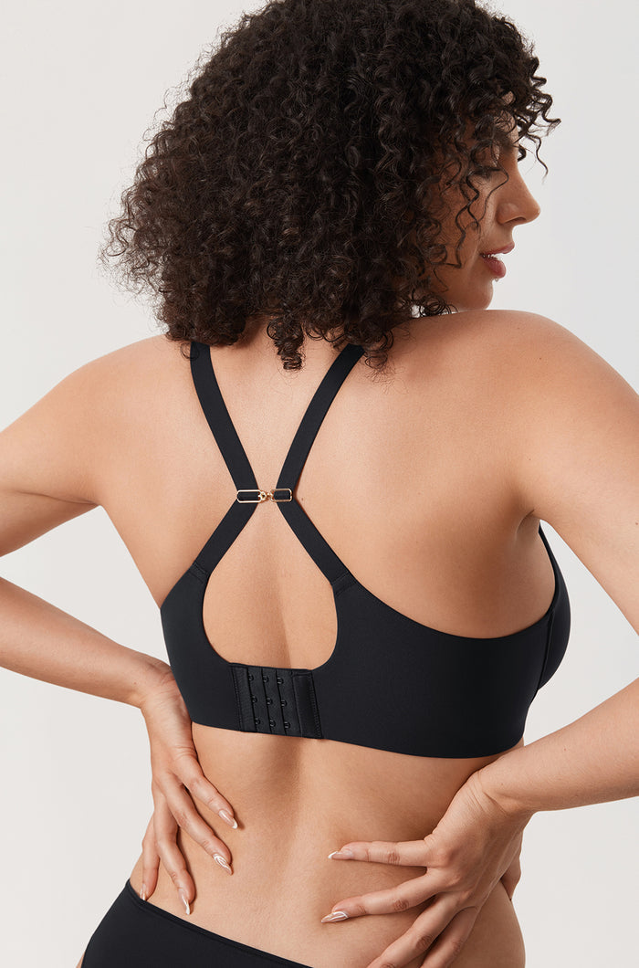 Women's Convertible X-Back Front Closure Bra - Underwire/Unlined/Racerback Black