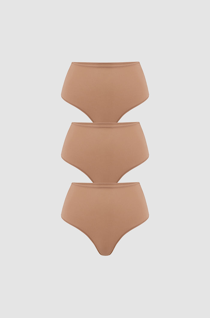 Women's Cozy High Waisted Thongs 3 Pack Gravel (3pack)
