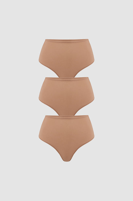 Women's Cozy High Waisted Thongs 3 Pack Gravel (3pack)