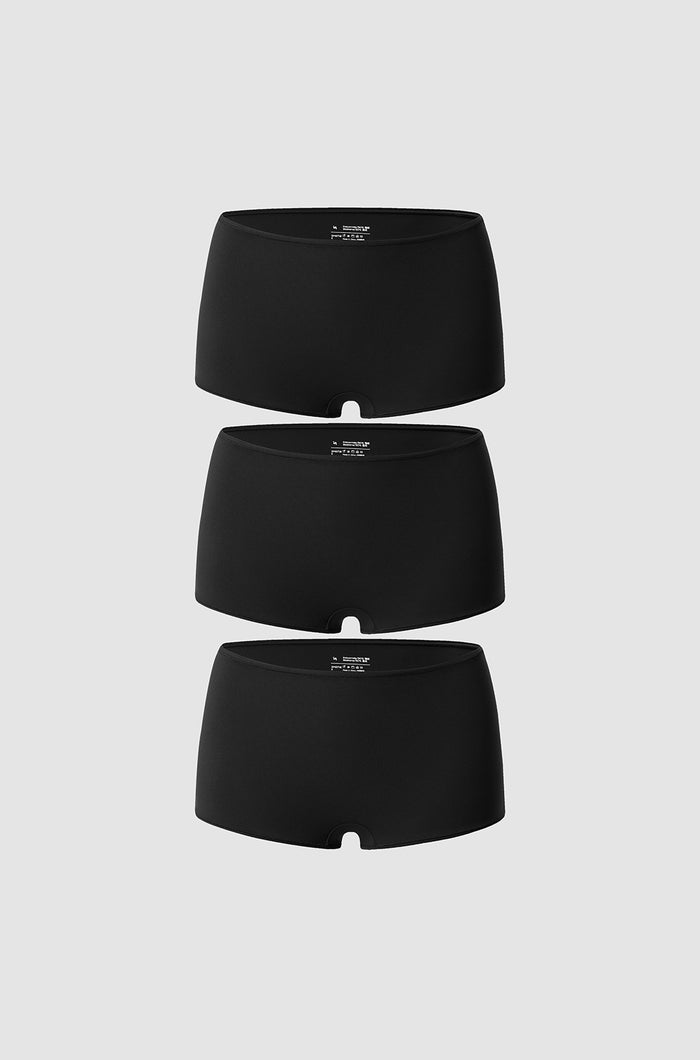 Women's Soft Mid Waist Boy Shorts 3 Pack Black 3pack