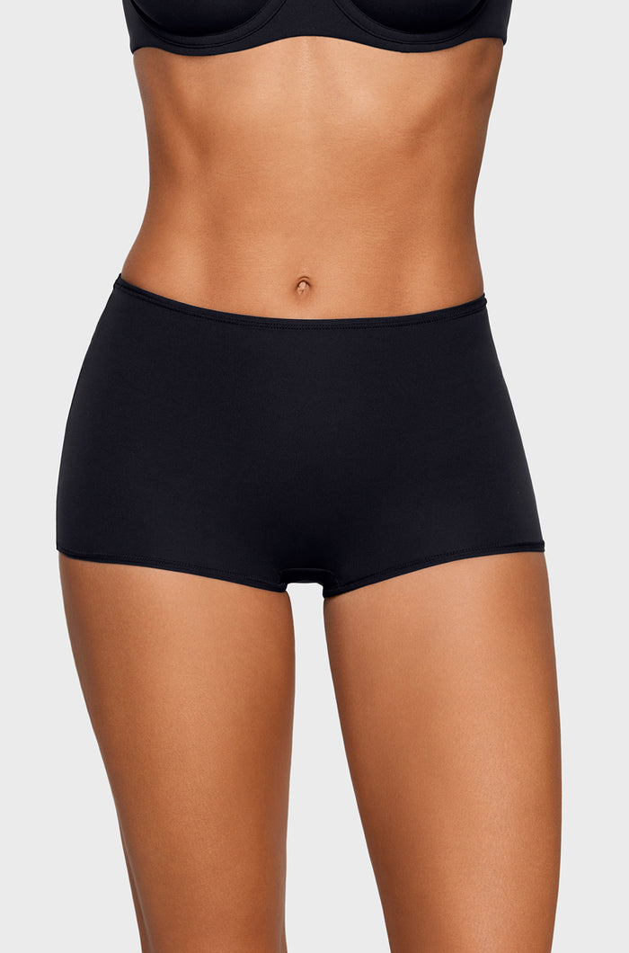 Women's Soft Mid Waist Boy Shorts 3 Pack Black 3pack