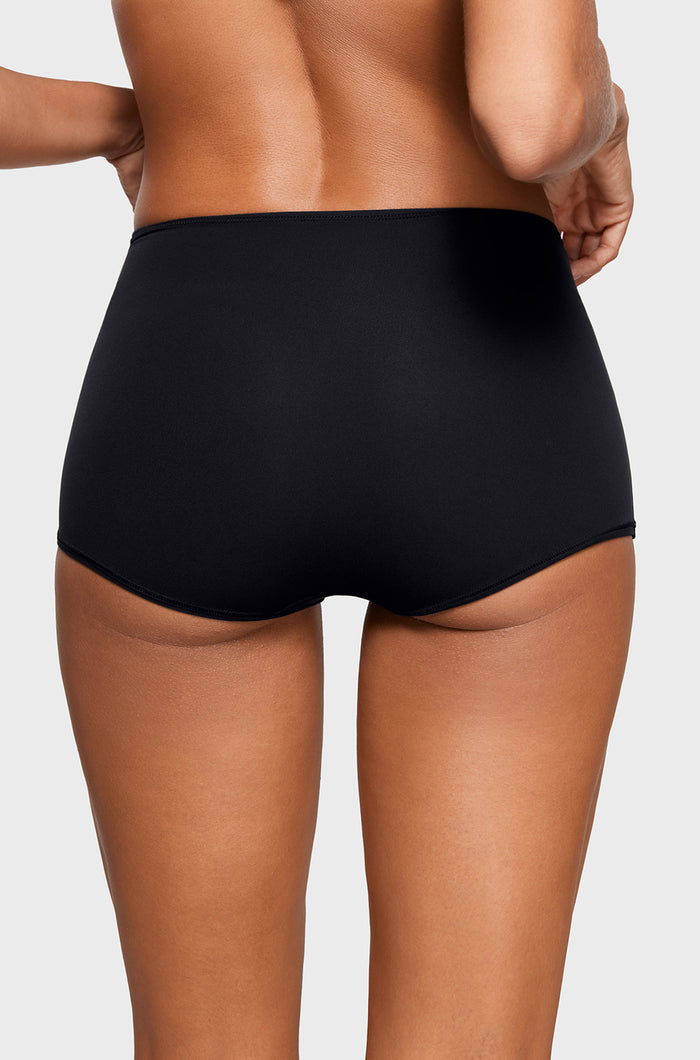 Women's Soft Mid Waist Boy Shorts 3 Pack Black 3pack